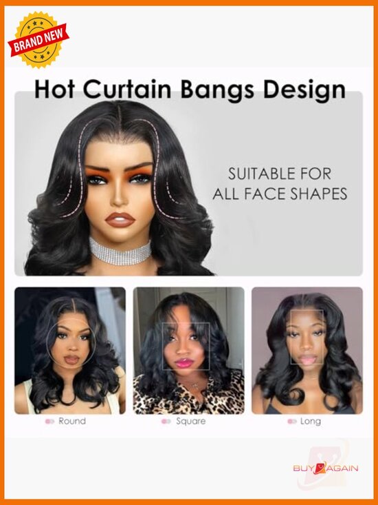 250 Density Layered Bob Wig Human Hair With Curtain Bangs 15A Glueless main image 6